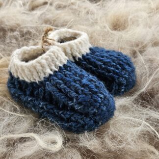 Wollen slofjes blauw/wit maat 18/19