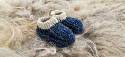 Wollen slofjes blauw/wit maat 18/19