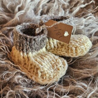 Wollen slofjes wit/grijs maat 18/19