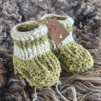 Wollen slofjes groen/wit maat 19