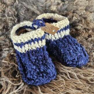 Wollen sloffen blauw/wit maat 29/30